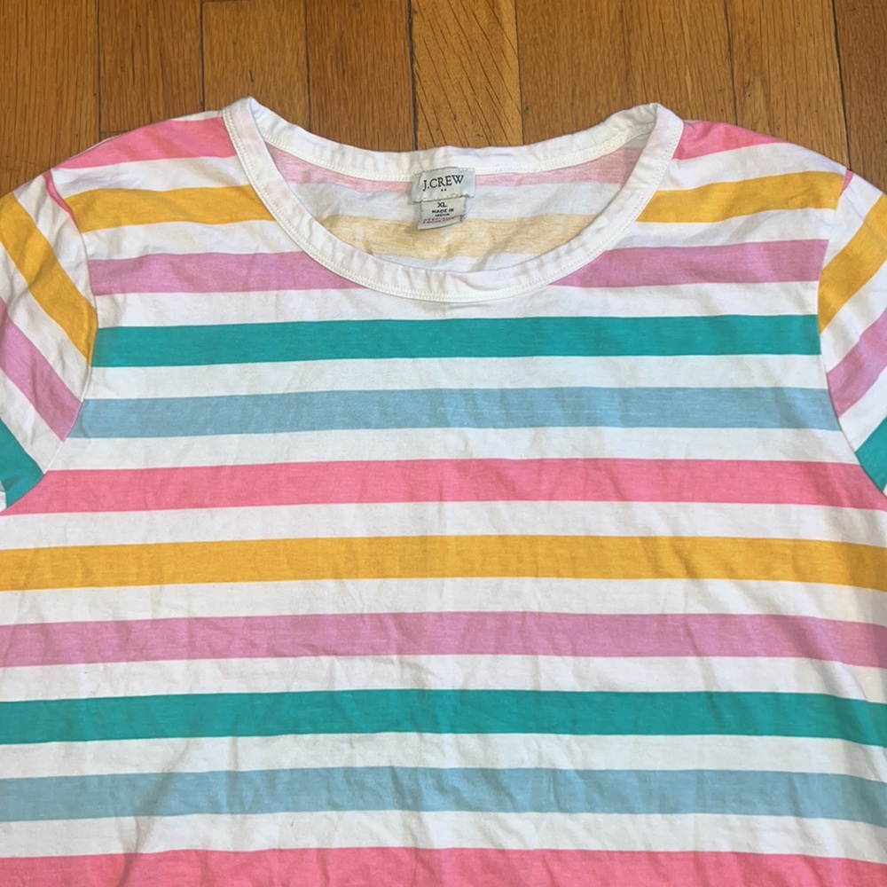 J Crew Women’s Rainbow Stripe Short Sleeve Tee, size XL - Picture 4 of 9